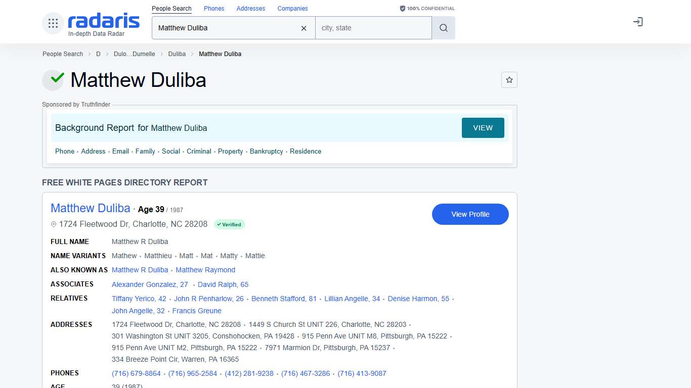 Matthew Duliba - Age, Phone Number, Contact, Address Info, Public Records | Radaris
